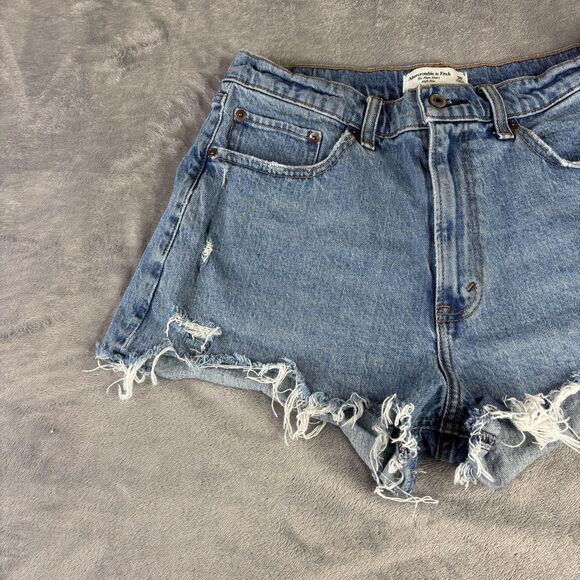 Abercrombie & Fitch Shorts Womens 30 Blue Mom High Rise Curve Love Cutoff Denim - Picture 5 of 11